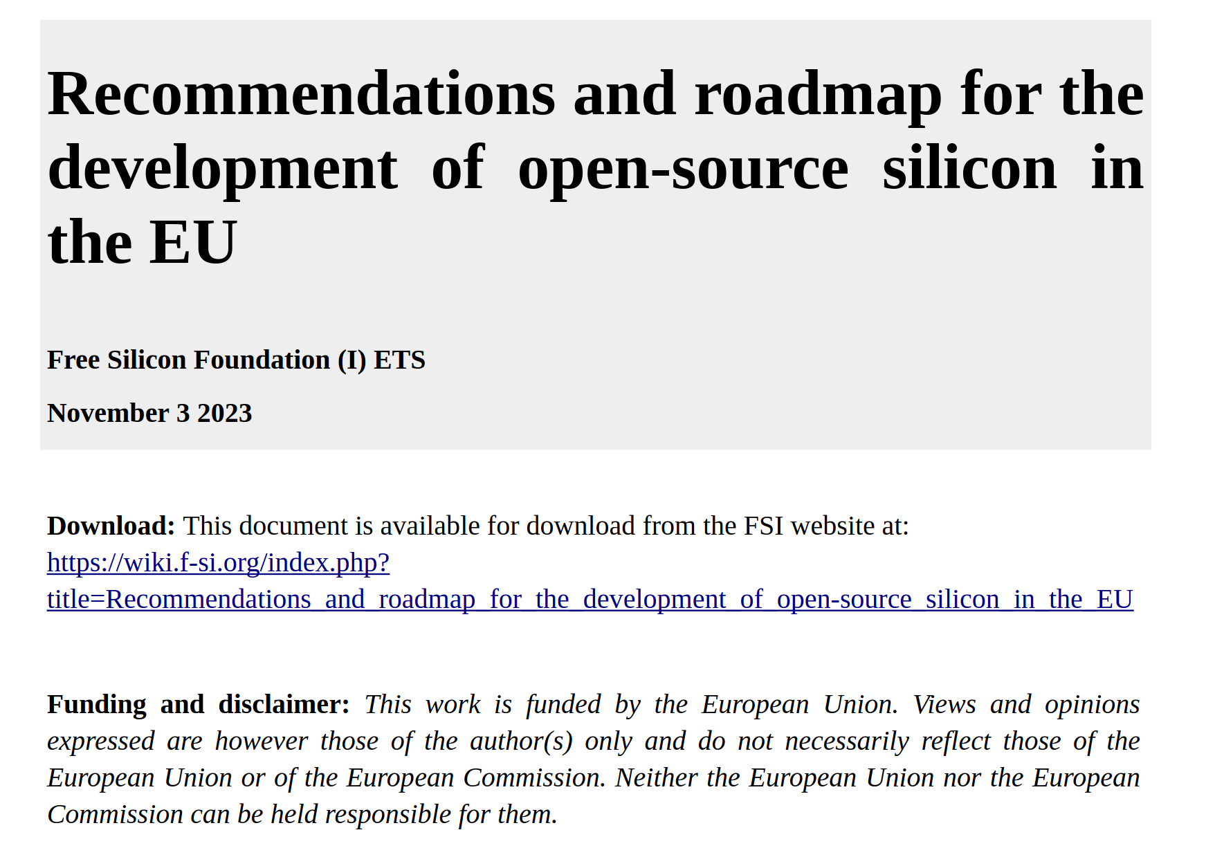 Screenshot of F-Si roadmap